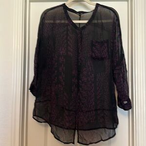 Express, Sheer Button Up Blouse, Size Large